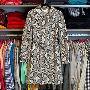 Choosy gray/taupe faux snake print belted 2 pocket trench coat size XS NWT